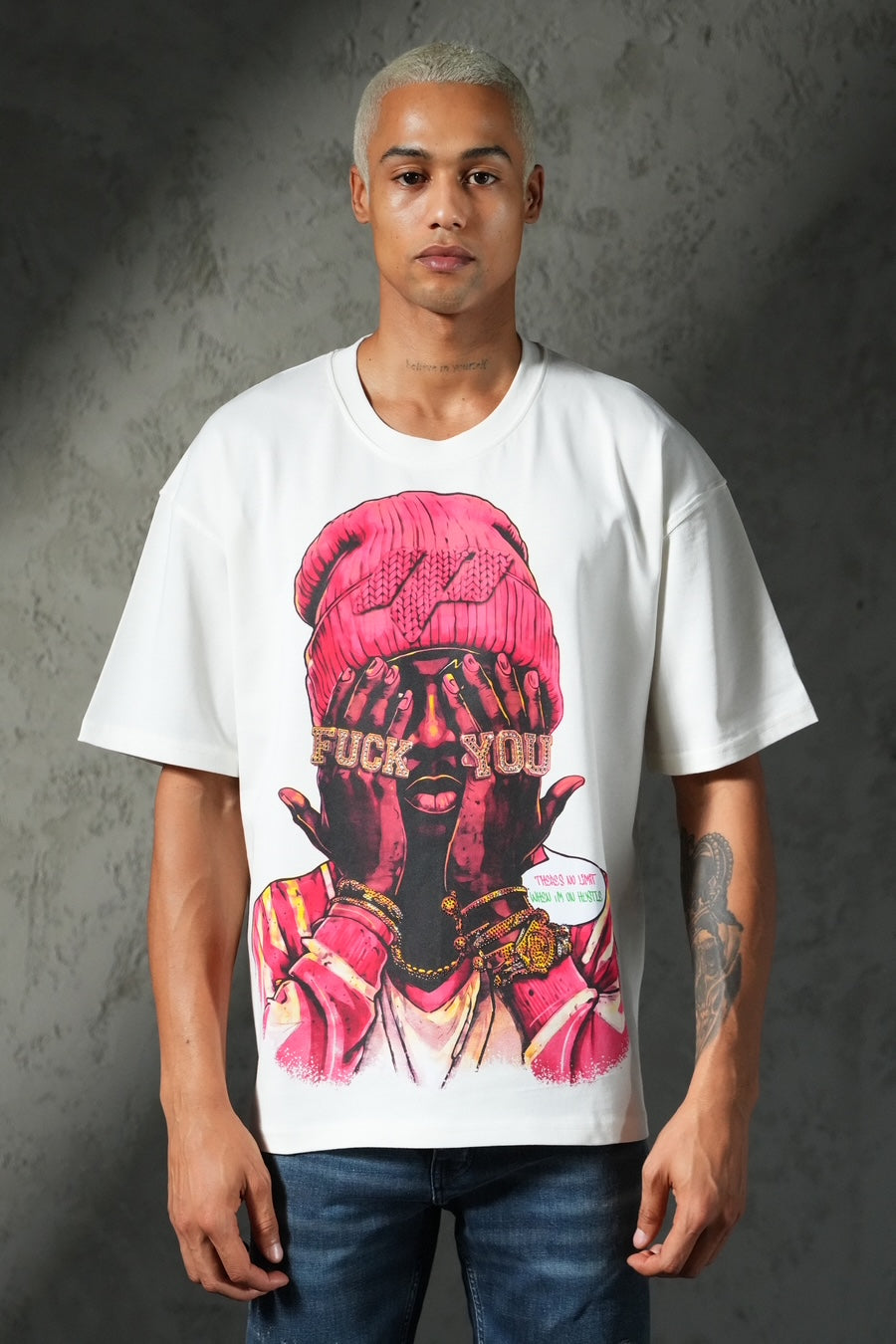 T-shirt FVCK Strass Blanc