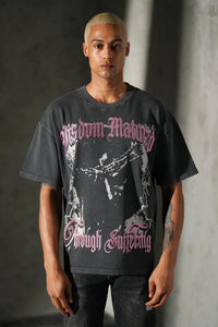 T-shirt Strass Washed Gris