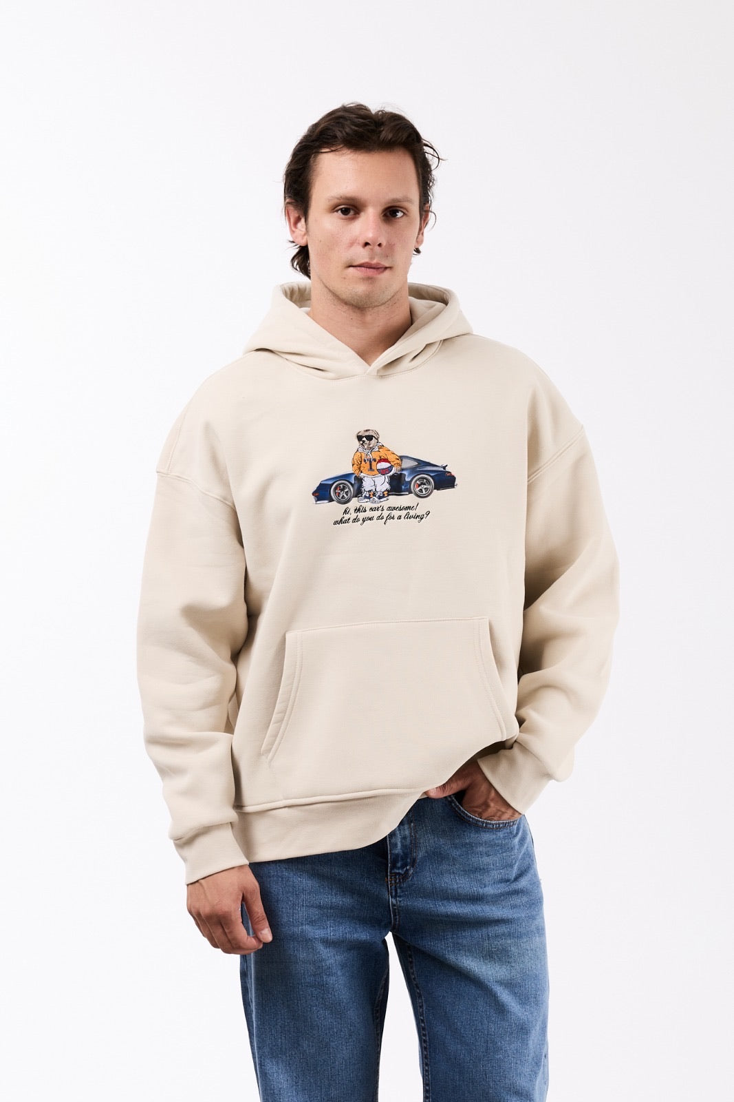 Hoodie Teddy Porsche Beige