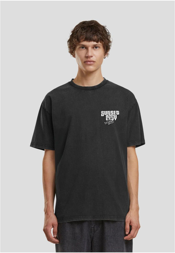T-shirt Sunset City Washed Noir