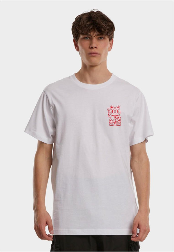 T-shirt Lucky Cat Blanc