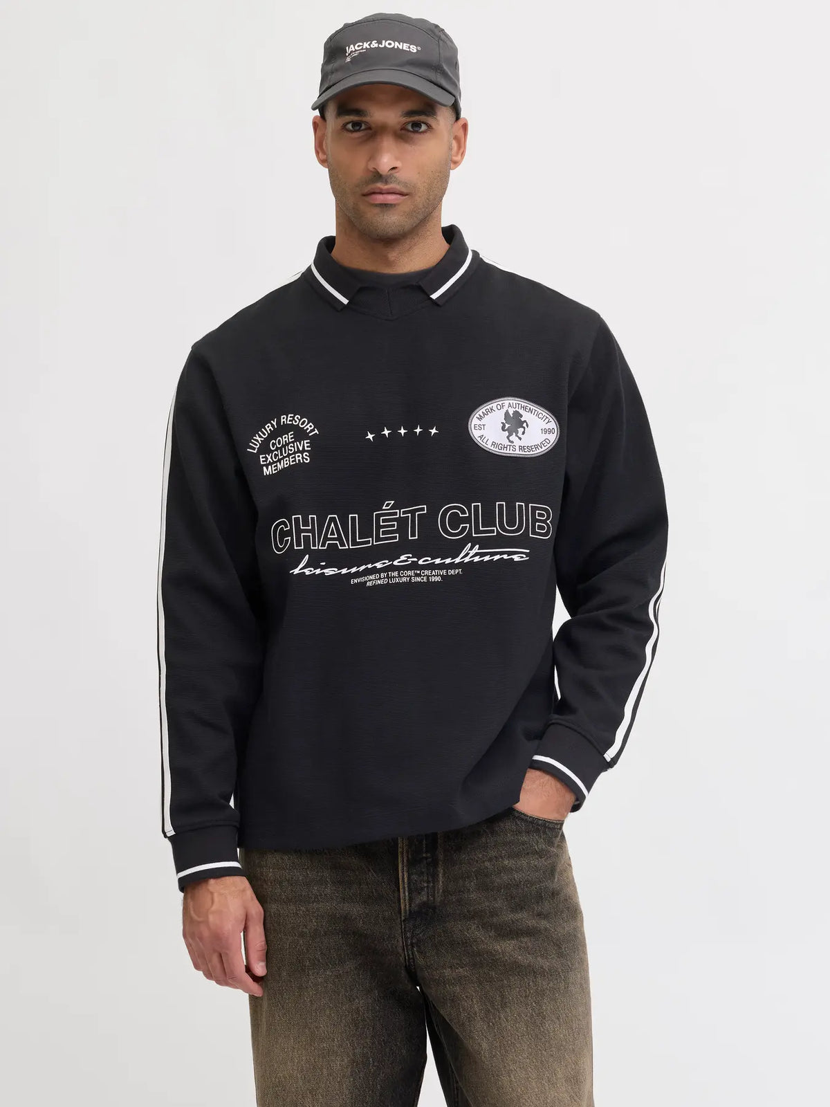 Pull Polo Jack and Jones Chalet Club Noir/Gris