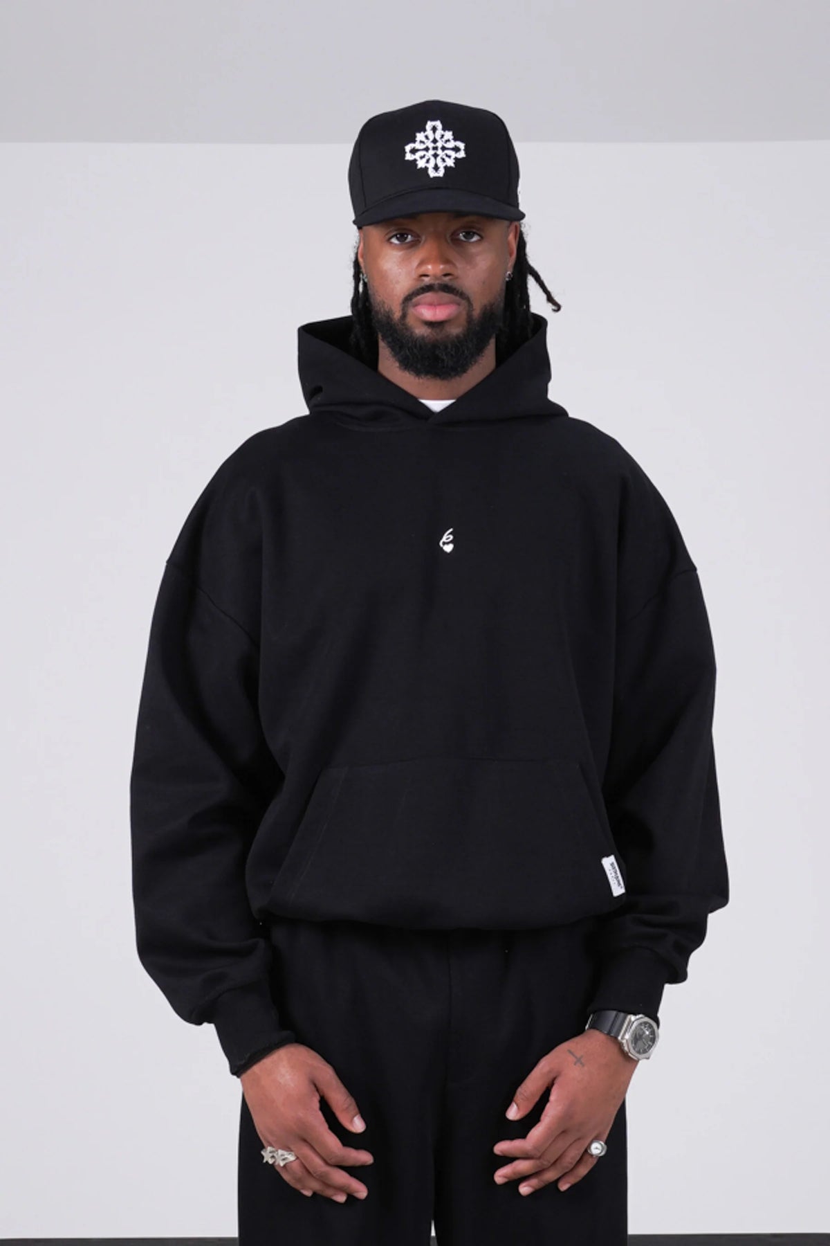 Hoodie Sixth June Heart Boxy Noir