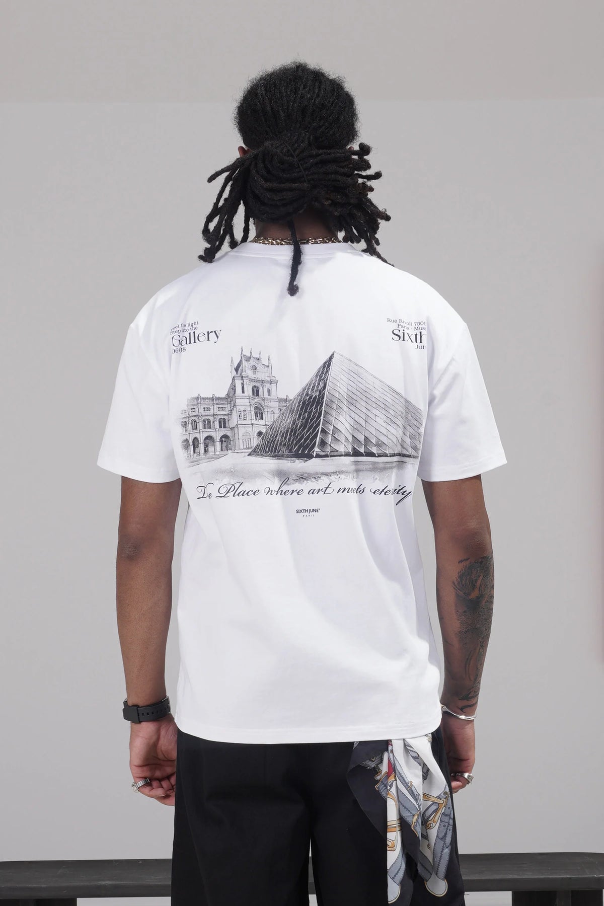 T-shirt Sixth June Louvre Paris Blanc