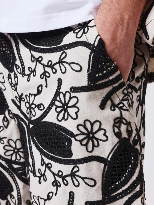 Short Summer Print Beige/Noir
