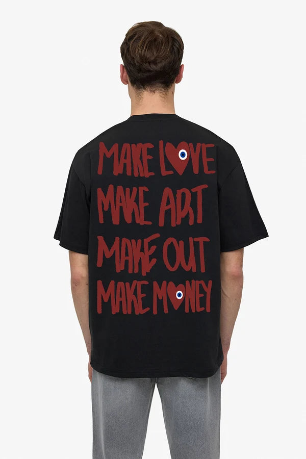 T-shirt Make Love Blanc/Noir