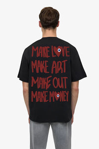 T-shirt Make Love Blanc/Noir