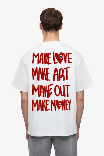 T-shirt Make Love Blanc/Noir