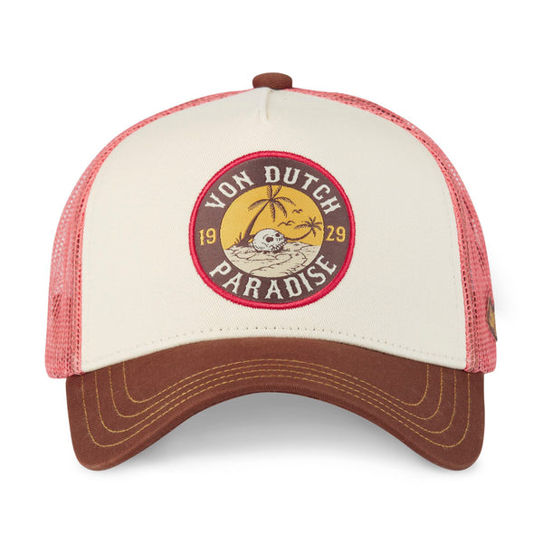 Casquette Trucker Paradise Blanc/Marron/Corail