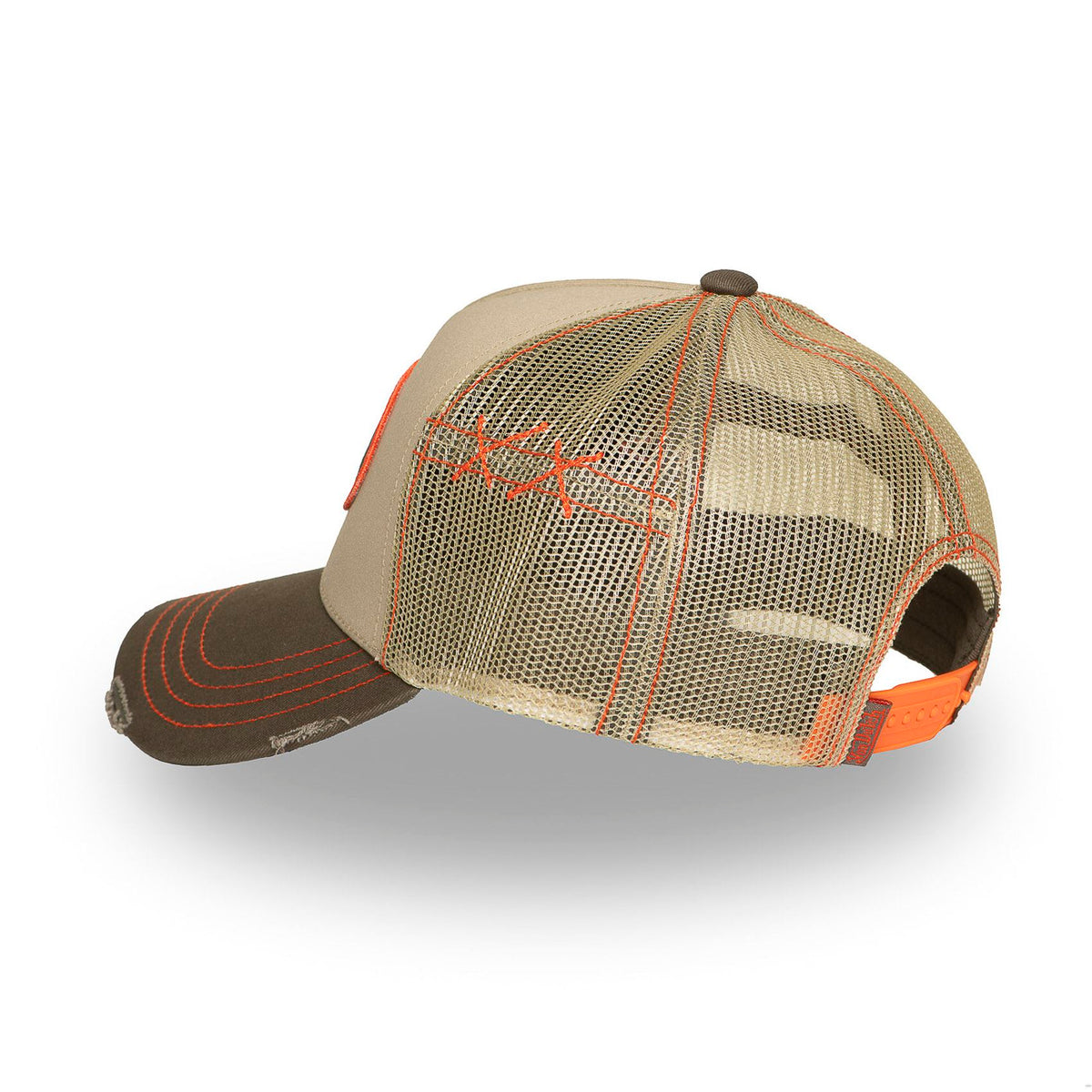 Casquette Trucker Destroy Beige/Orange