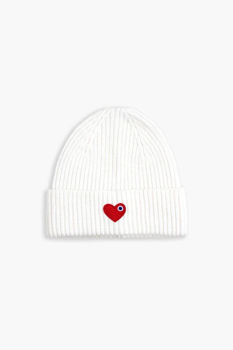 Bonnet Cœur Noir/Blanc/Rose