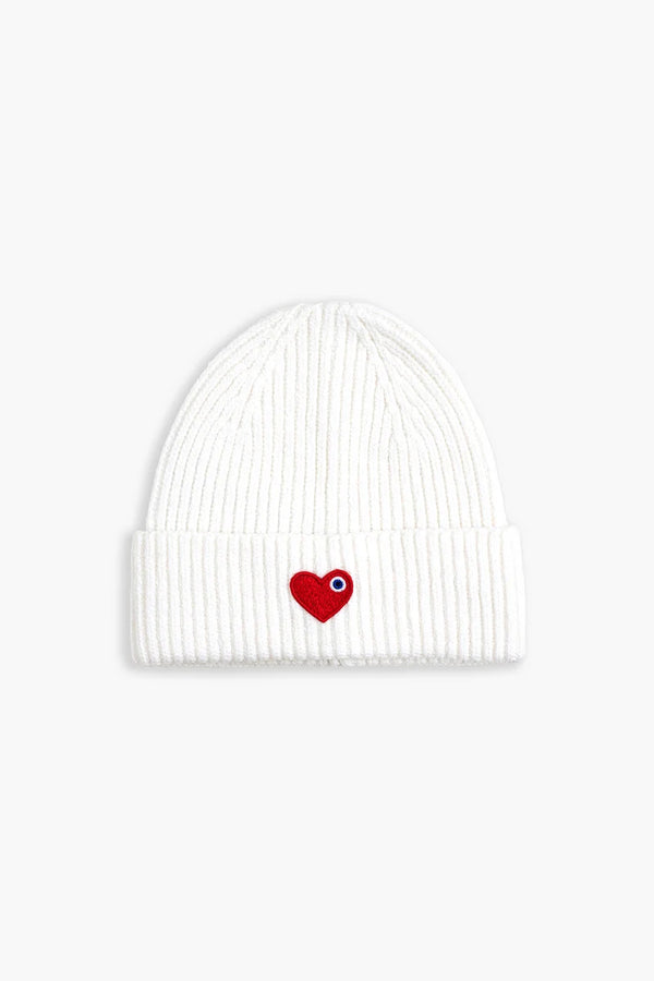 Bonnet Cœur Noir/Blanc/Rose