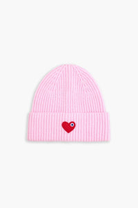 Bonnet Cœur Noir/Blanc/Rose