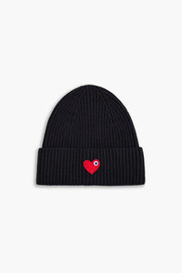 Bonnet Cœur Noir/Blanc/Rose