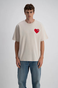 T-shirt Coeur Vert/Blanc/Beige