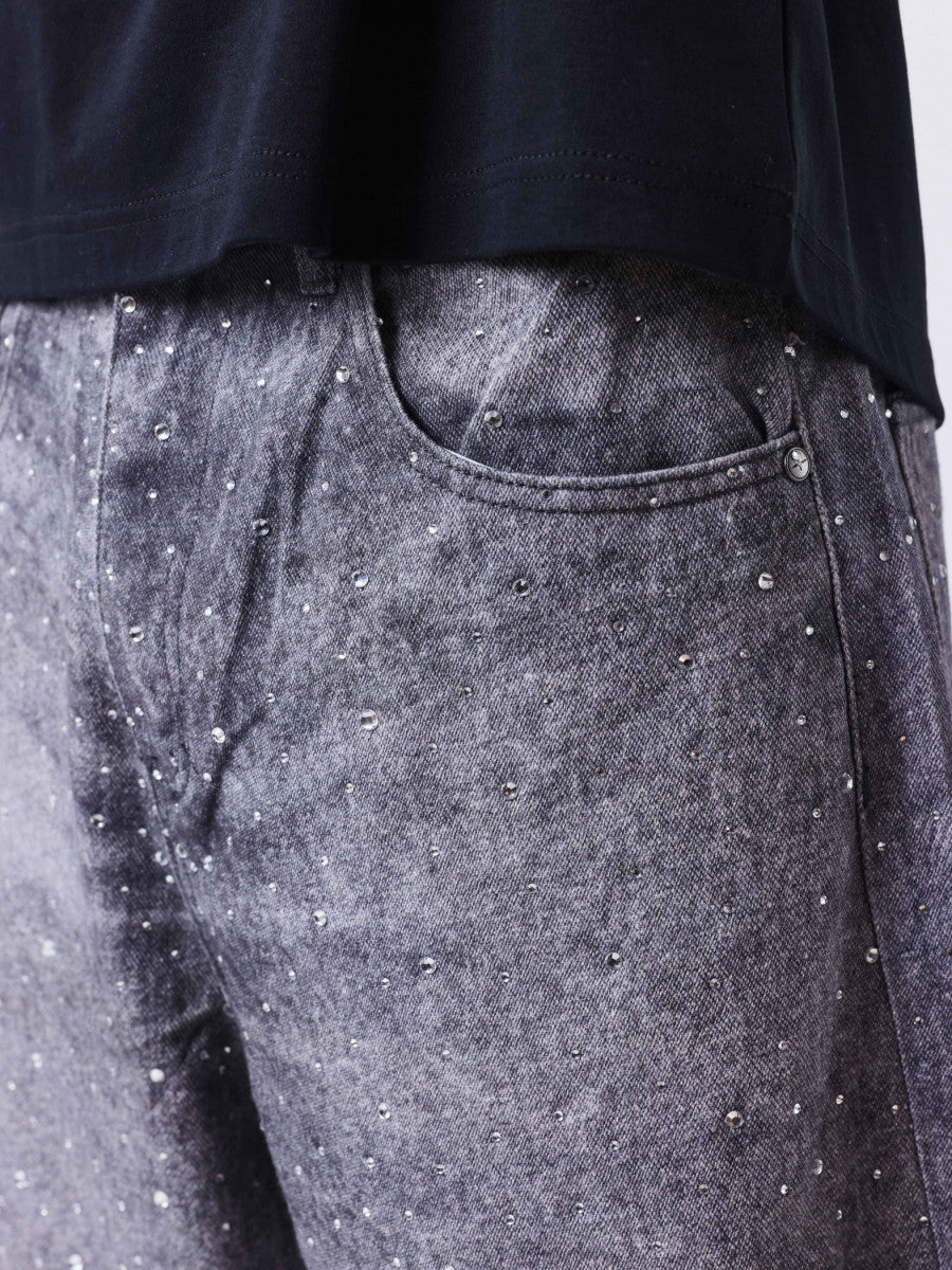 Short Baggy Strass Gris