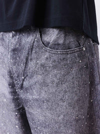 Short Baggy Strass Gris