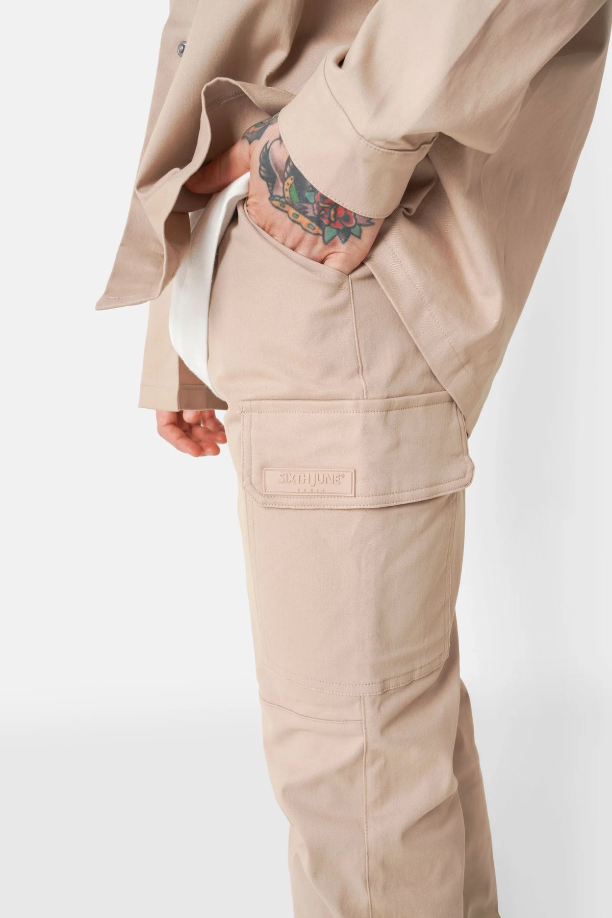 Pantalon Cargo Blanc/Beige