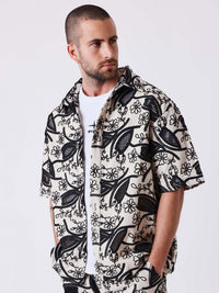 Chemise Summer Print Beige/Noir