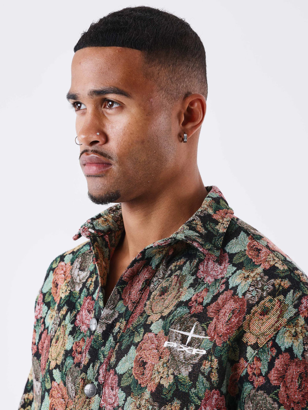Chemise Flower Noir/Vert/Rouge
