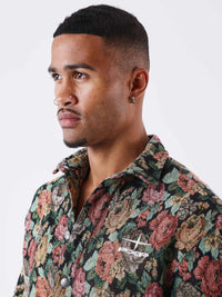 Chemise Flower Noir/Vert/Rouge