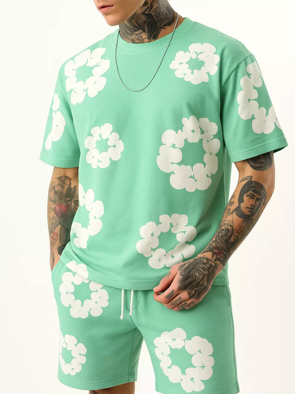 T-shirt Flower Rose/Blanc/Noir/Mint
