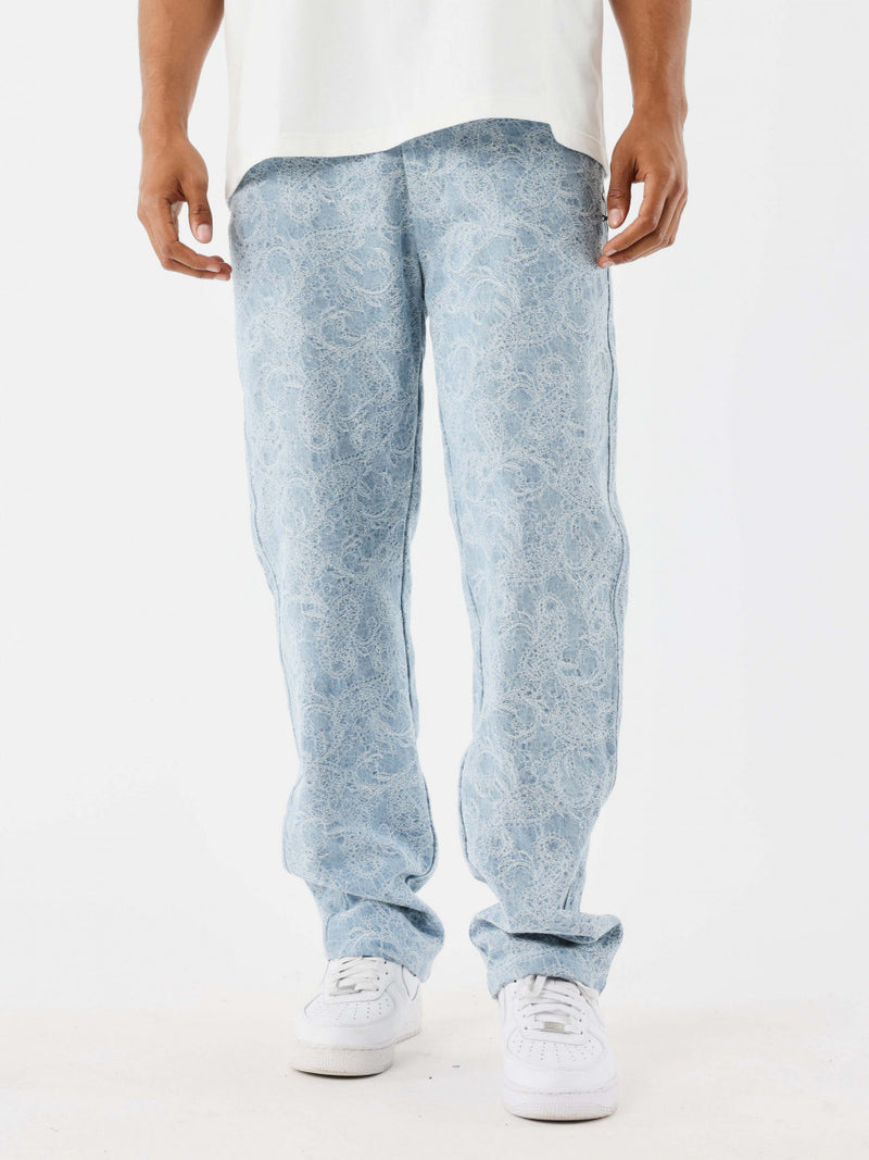 Baggy Motif Vintage Bleu