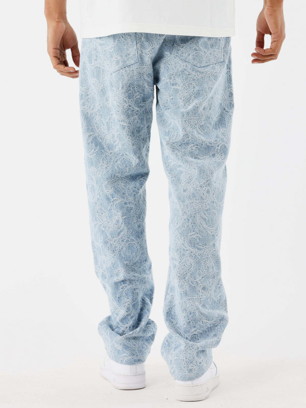 Baggy Motif Vintage Bleu