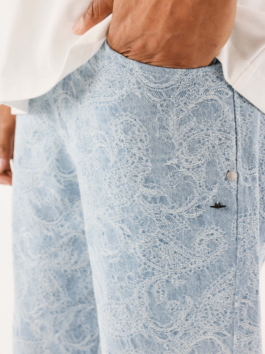 Baggy Motif Vintage Bleu