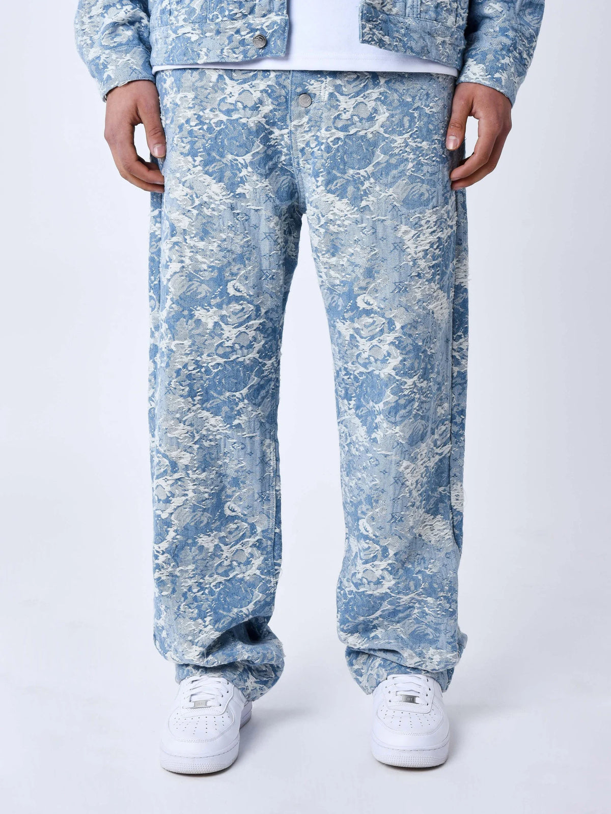 Jean Baggy à Motif Bleu