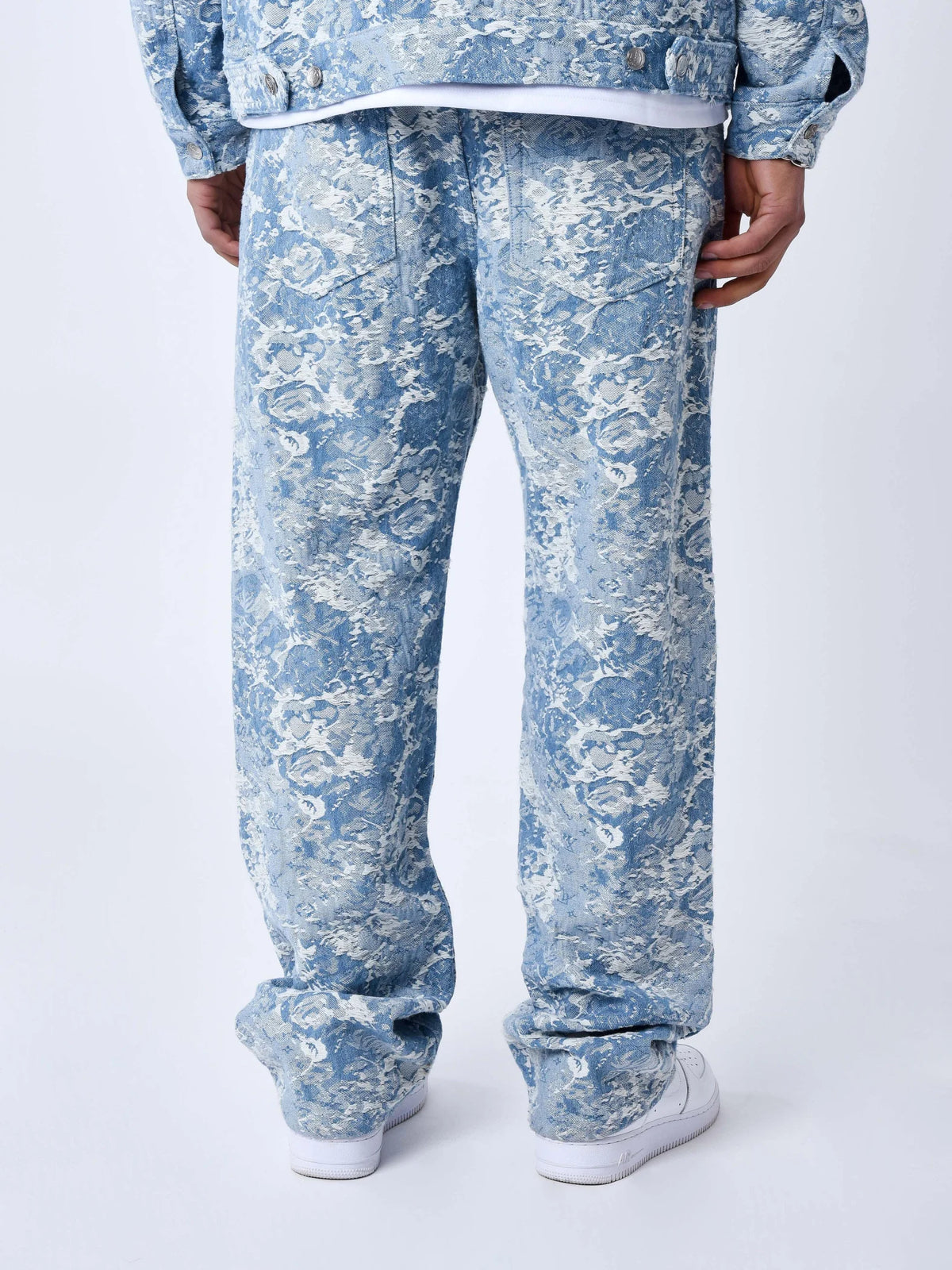 Jean Baggy à Motif Bleu