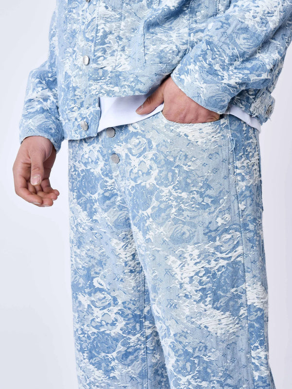 Jean Baggy à Motif Bleu