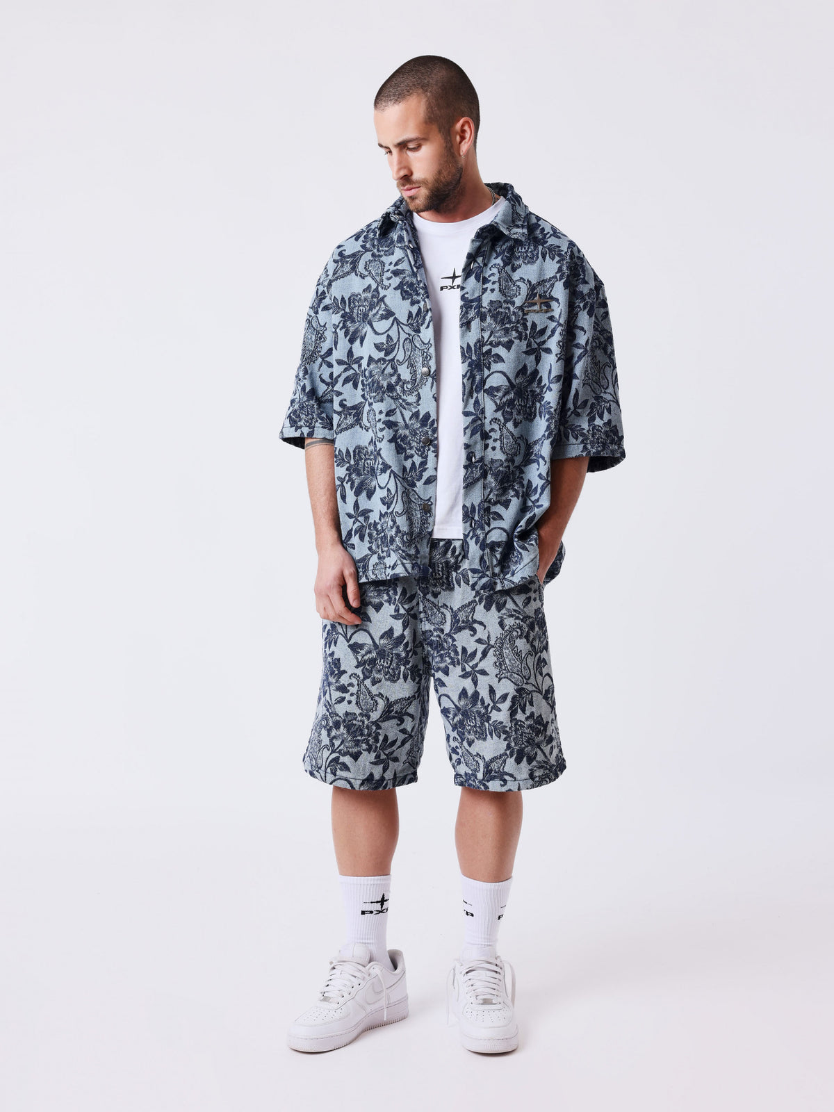 Short en Jean Pxp Print Floral Bleu