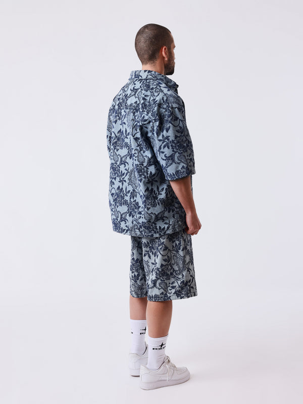 Short en Jean Pxp Print Floral Bleu