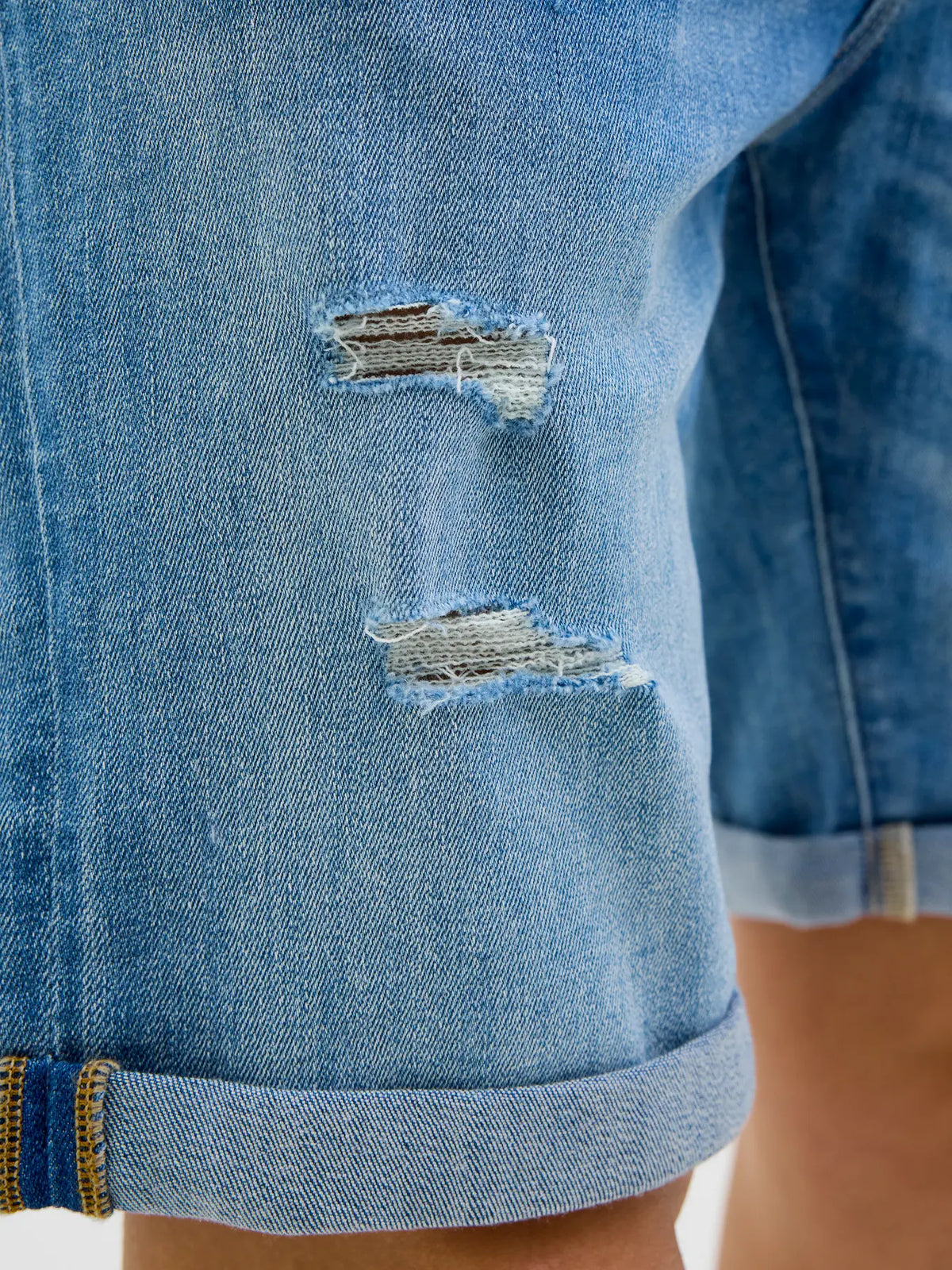 Short en Jean Regular Destroy Bleu