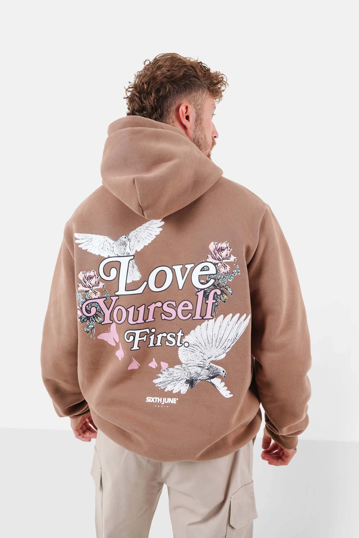 Hoodie Love Yourself Colombe Marron