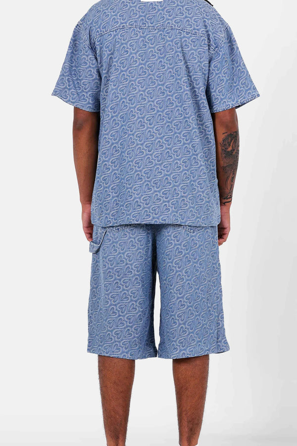 Short Baggy Cœur Denim Bleu