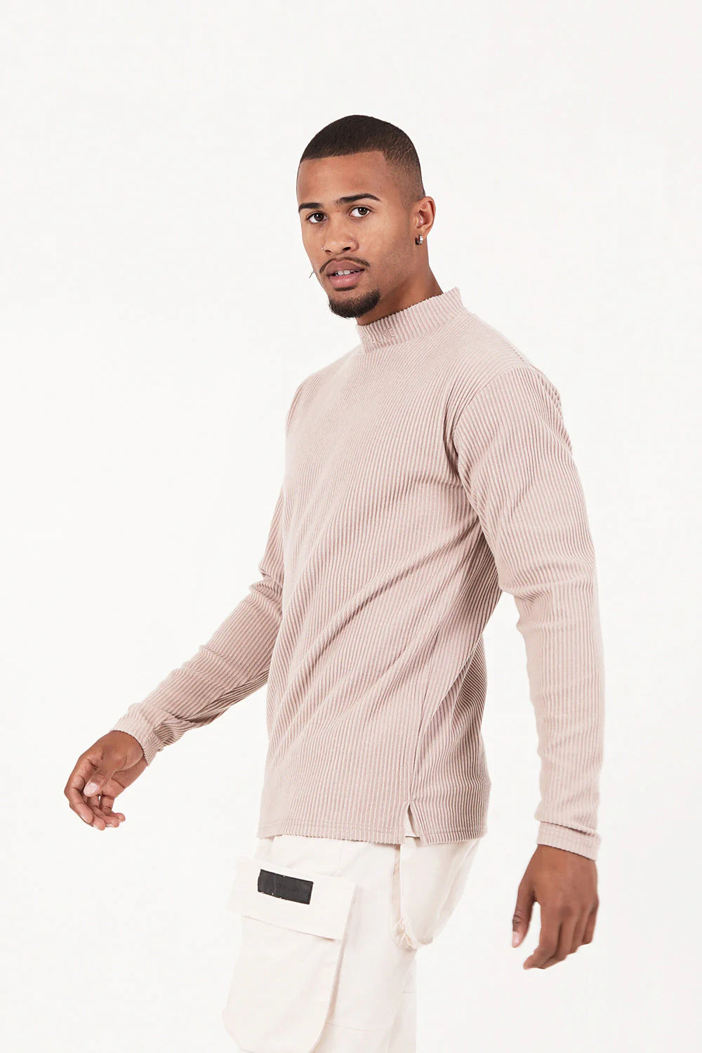 Pull Col Roulé Beige