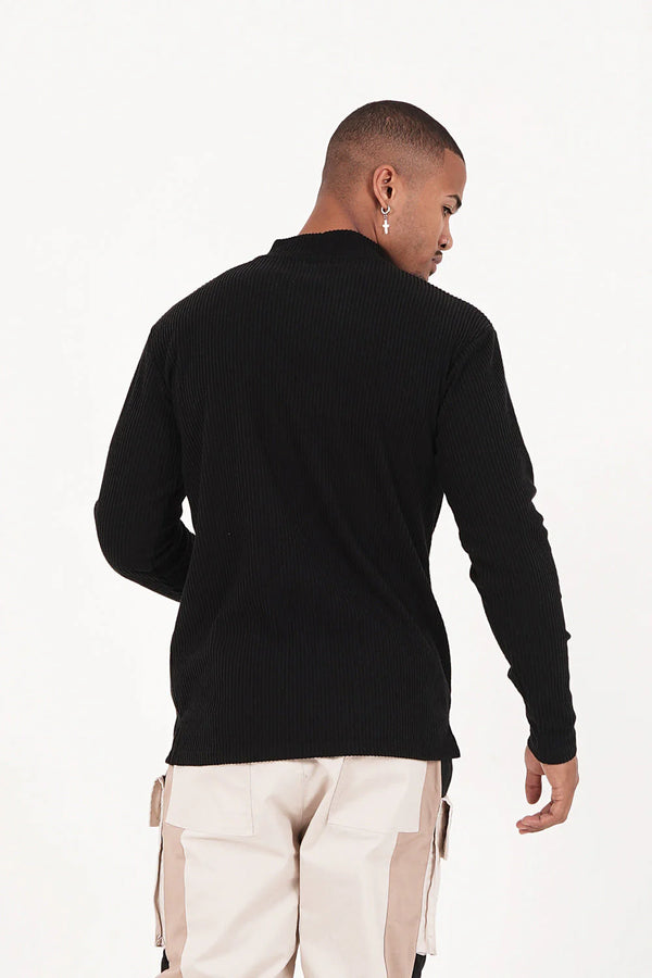 Col Roulé Maille Noir