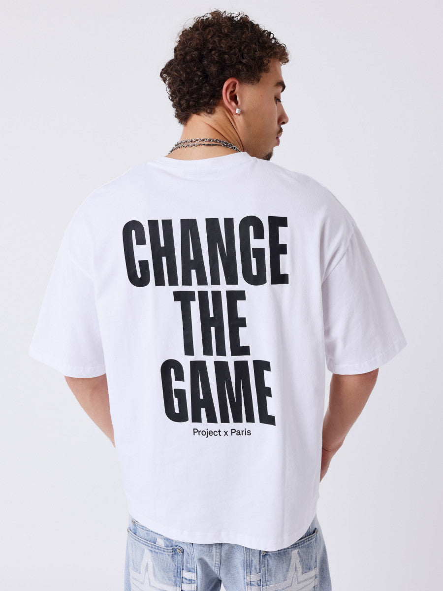 T-shirt Boxy Change The Game Blanc