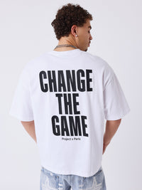 T-shirt Boxy Change The Game Blanc