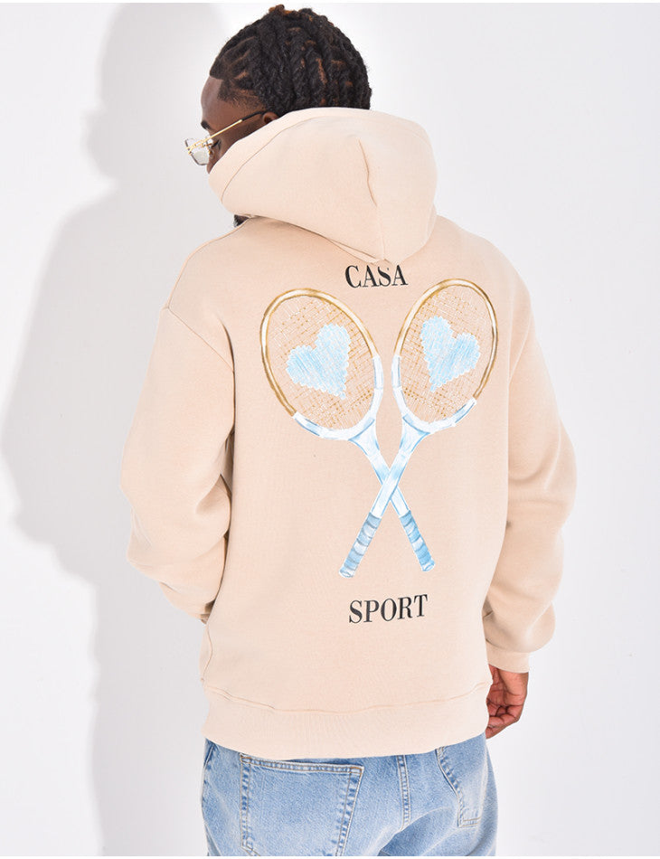 Hoodie Casa Tennis Rose/Beige/Noir
