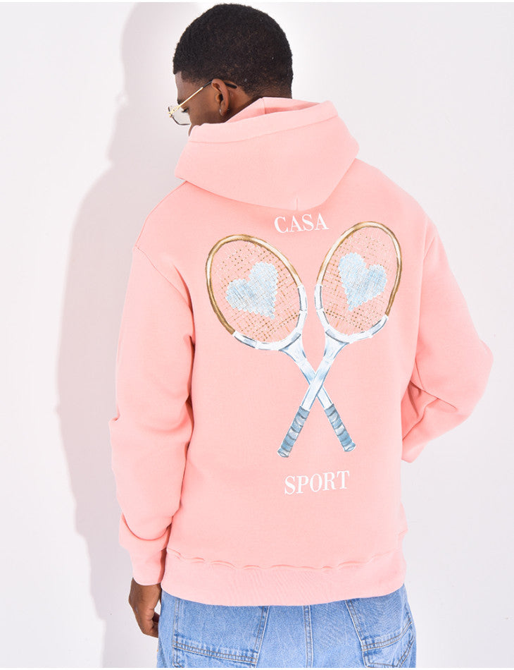 Hoodie Casa Tennis Rose/Beige/Noir