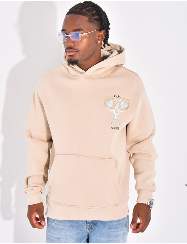 Hoodie Casa Tennis Rose/Beige/Noir