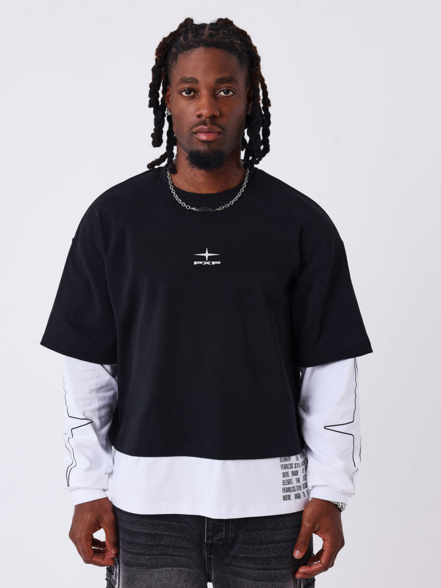 T-shirt Double Manche Over Noir