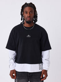 T-shirt Double Manche Over Noir