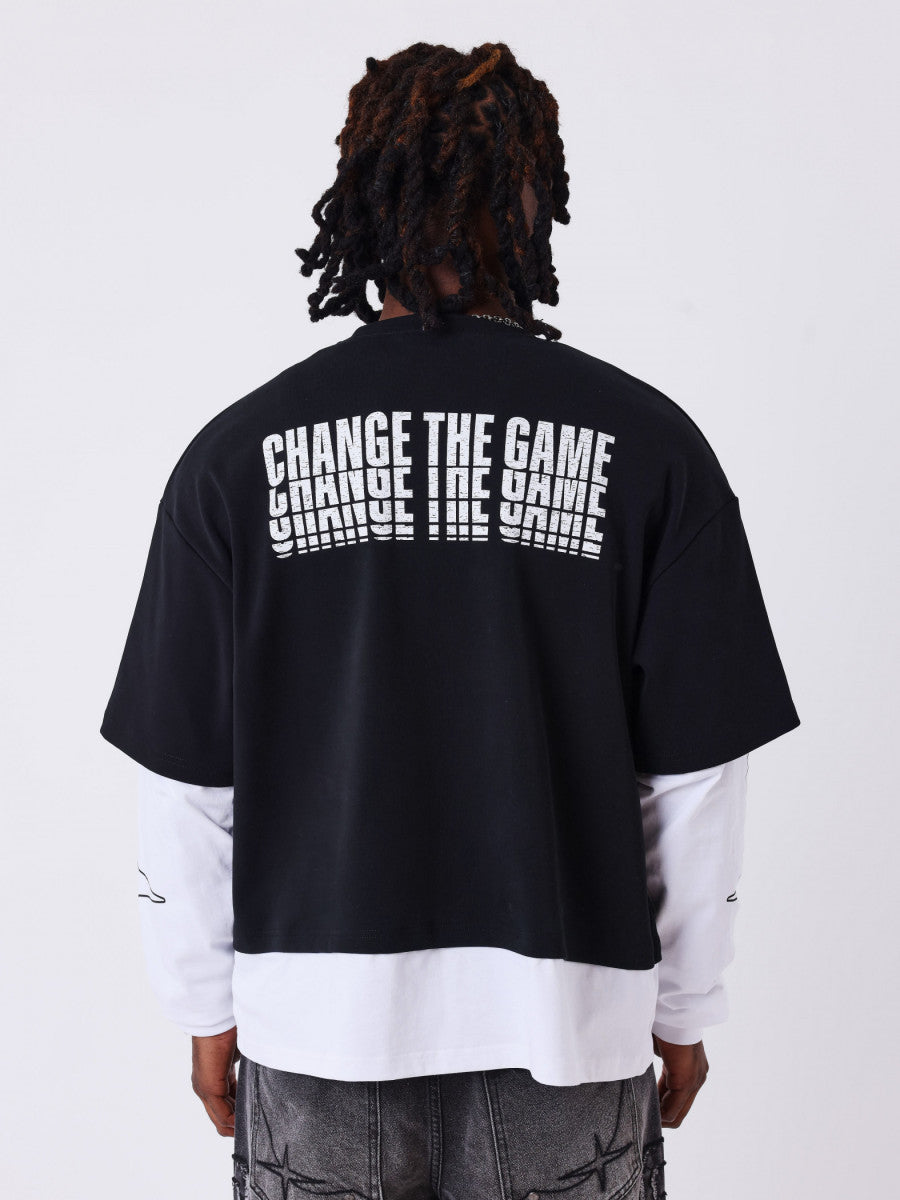 T-shirt Double Manche Over Noir