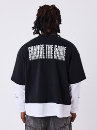 T-shirt Double Manche Over Noir