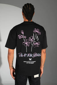 T-shirt Paradis Roses Noir