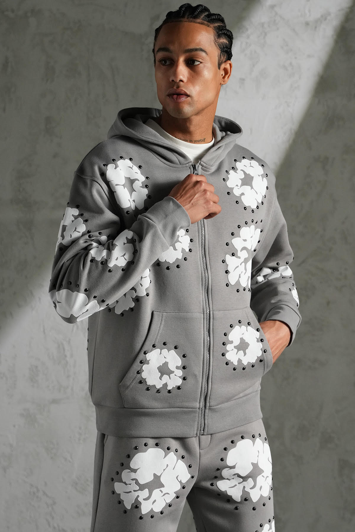 Ensemble Veste/Pantalon Flower Gris/Noir
